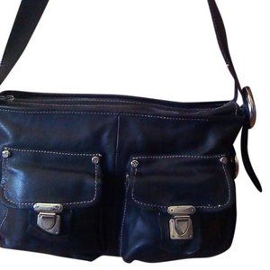 Francesco Biasia Italian Black Leather Shoulder Ba